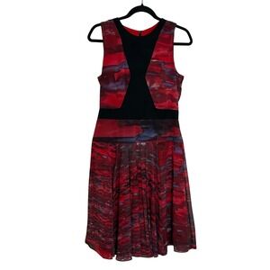Hunter Bell New York Printed Chiffon Sleeveless Midi Dress Size 6 Red Black‎
